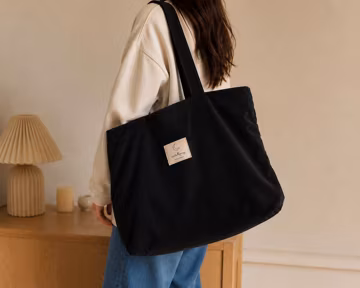 Large Corduroy Tote Bag, Oversized Shoulder, Handmade Work University Travel Bag