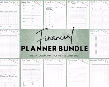 Financial Planner Bundle, Financial Planner Printable, Personal Finance Trackers, Bill Tracker, Income and Expense Tracker, Debt Tracker