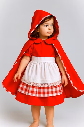 Red Riding Hood Birthday Girl Dress Cloak with Hood-Halloween Costume-Baby Shower Gift Photography Props