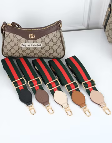 Crossbody Bag Strap, Wide Adjustable Purse Strap, Green Red Green, Shoulder Strap Replacement, Handbag Accessory, Woven Genuine Leather