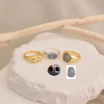 Pet's Nose Print Ring • Custom Pet Ring • Pet Memorial Gift • Nose Print Engraving • Actual Handwriting Ring • Pet Paw • Personalized Gift