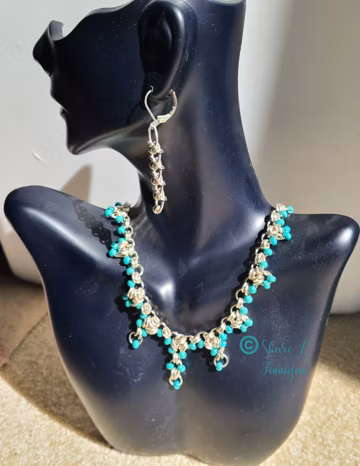 Silver, Turquoise, Native, Glass Beads Necklace