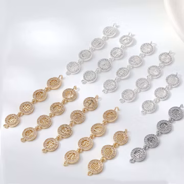 14K Gold Plated Round Happiness Connector Charm, Wedding Bracelet, Marry Necklace, Blessing Earring, Festive Jewelry, Marriage Charm