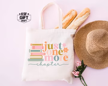 Floral Book Tote Bag: Just One More Chapter Totes