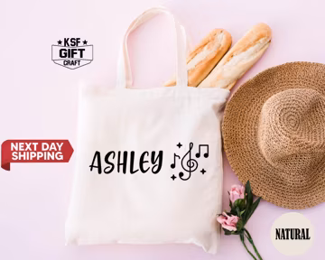 Personalized Music Teacher Tote Bag: Treble Clef Totes