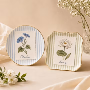 Personalized Birth Flower Ring Dish, Custom Name Jewelry Tray, Floral Trinket Dish, Bridesmaid Gift, Wedding Favor, Birthday Gift for Her
