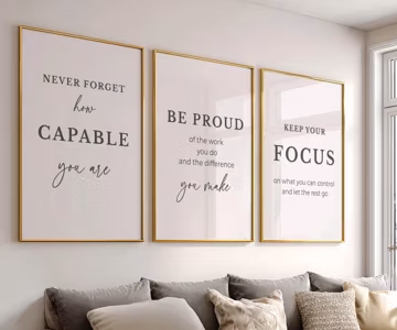 Motivational Wall Art Set of 3, Printable Quote Prints, Home Office Decor, Positive Affirmation Posters, Inspirational Wall Art