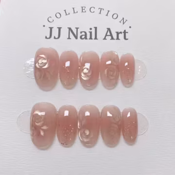 Handmade Cat Eye Subtle Roses Press On Nails: Reusable Set