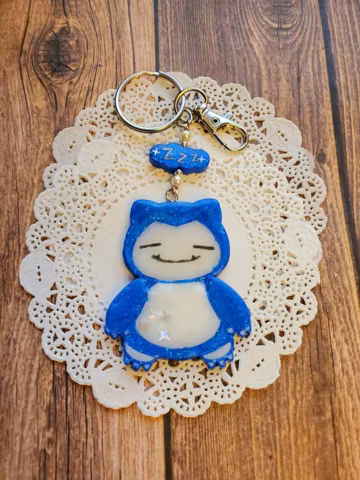 Handmade Glitter Resin Snorl Inspired Keychain: Kawaii Anime Charm