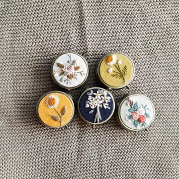 Hand-Embroidered Floral Pill Box: Linen Travel Medicine Holder