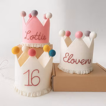 Personalized Dog Birthday Crown: Handmade Felt Party Hat