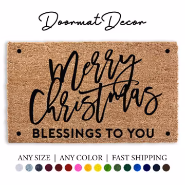 Merry Christmas Doormat Flocked Coir Welcome Mat for Holiday Decor Entryway Perfect Christmas Gift