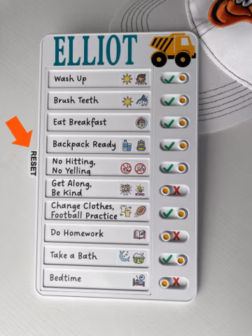 Personalized Kids Routine Checklist: 10 Slot Dry-Erase, Visual Chore Chart, 221 Stickers