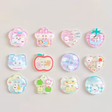 Acrylic Patterned Buttons, Assorted Shapes Decorative Buttons for DIY Crafts & Sewing