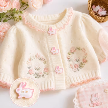 Pink Bunny Shape Buttons for Baby Clothes & DIY Crafts