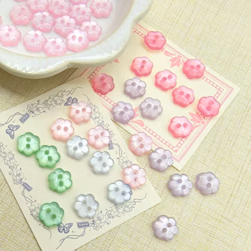 11mm / 0.43" Pastel Flower Buttons, 2-Hole Pearlescent Blossom Sewing Buttons for Craft Supplies