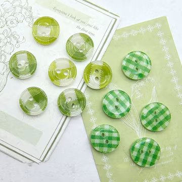 Green Gingham Decorative Buttons for Sewing and Craft Supplies, 13mm, 10pcs/20pcs