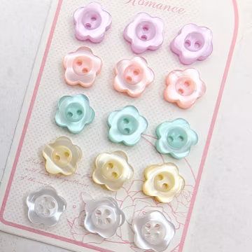 Pearlescent Flower-Shaped Multicolor Buttons for Sewing and Craft Supplies, 11mm, 10pcs/20pcs