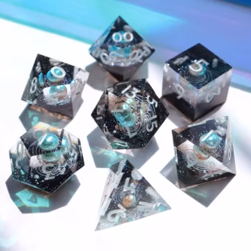 Andromeda Luxe - galaxy dice, planet dice, astronomy, handmade resin sharp edge dnd dice set for DnD, D&D, Dungeons and Dragons, RPG dice