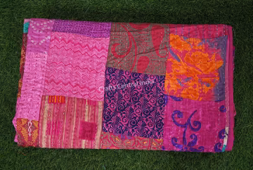 Wholesale lot of patchwork kantha quilt boho indian silk throw cotton fabric handmade vintage gifts item