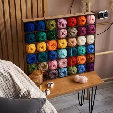 Wood Yarn Bowl Organizer – Crochet Yarn Bowl, Wooden Yarn Holder, Knitting Box, Yarn Storage Bowl, Gift for Knitter & Crocheter