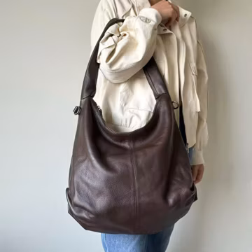 Real Leather Hobo Bag, Slouch Crossbody, Shoulder Sling Tote, Fit 15 inch Laptop