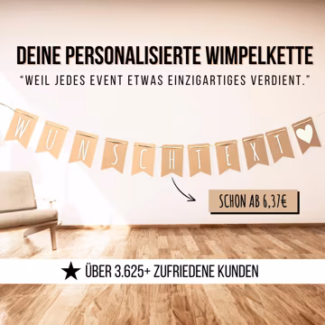 Wimpelkette personalisiert, Kommunion Girlande Taufe personalisiert - Konfirmation Deko, Party Wimpelkette Hochzeit Deko 401