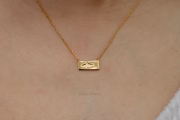 Dainty Shark Rectangle Bar Necklace, Gold Silver Statement Piece, Shark Imprint Minimalist Jewelry, Small Charms, bridesmaid Her Gift