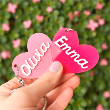 Custom Name Heart Keychain Bag Charm, Personalized Acrylic Keychain Gift for Girlfriend, Cute Bag Tag Back to School Gift for Her