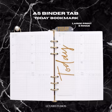 Planner Tab & Bookmark Binder Ring Page Marker - Today/Notes Divider | A5 and A7