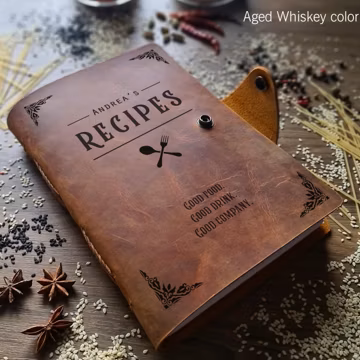 Personalized Thick Leather Cookbook: Full Grain Cow Leather, A5