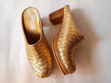 Handcrafted Woven Leather Heels Loafers