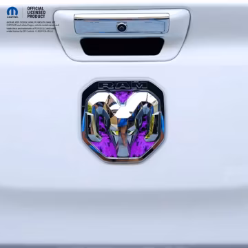 RAM Tailgate/Grill RAM Head Emblem Overlay Decals PURPLE Flames Fits 2011-2024 Trucks