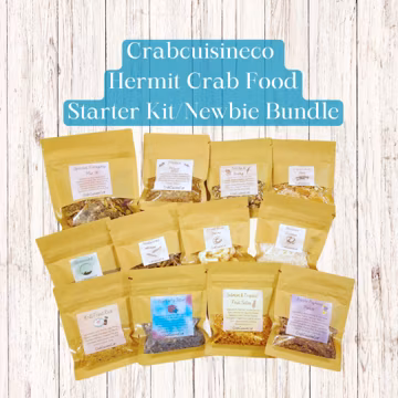 Essential Hermit Crab Food Starter Kit - 12 Piece Newbie Bundle + Free Gift! Homemade Hermit Crab Food - Crabcuisineco