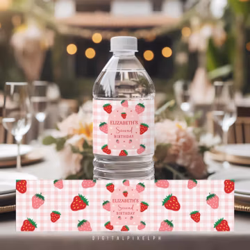 Strawberry Water Bottle Label (Digital Download)