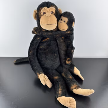 IKEA Klappar Monkey Mom and Baby Plush Stuffed Animal Black Brown 22" + 10” Chimp Ape Vintage Collectible