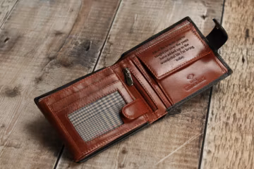 Personalised Men's Wallet, Genuine Soft Black Leather Wallet, Personalized Engraved Father's Day Gift for Him, Boyfriend, Dad, Husband