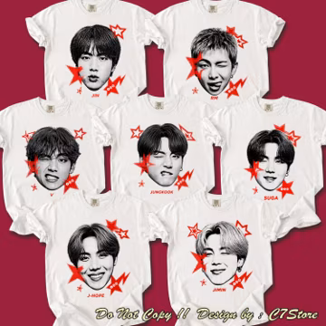 Bangtan Halftone Star Tee | Jungkook V Jimin Jin Suga RM J-Hope Shirt | Kpop Concert Outfit Arirang World Tour Fanmade Comfort Colors