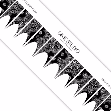 Black Bandana French Tip Nail Art Decals - Paisley Design