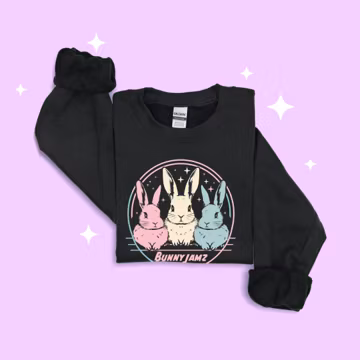 Bunny Jamz Sweatshirt | Y2K Top, Cute Pastel Rabbit Sweater, Funny Pastel Goth Girl Best Friend Trendy Clothes, Happy Easter Gift For Her
