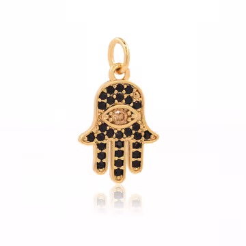 Hand Pendant, Eye Necklace, 18k Gold Filled Devil Eye Pendant, Micropavé CZ Lucky Eye Pendant, DIY Jewelry Accessory 15.5x11x1.5mm