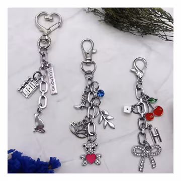 Custom Silver Bag Charm Keychain, Personalized Purse Dangle