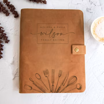 Personalized Recipe Book Leather CookBook Recipe Binder Family Heirloom Housewarming Bridal Shower Gift Wedding Gift for Couple Christmas