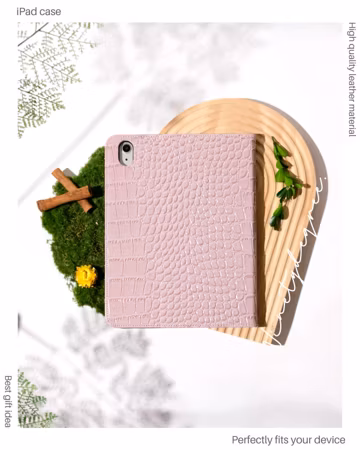 Creamy pink leather iPad case, iPad Pro 2025/22/21, iPad Air 2026-24, iPad Air 5-1, iPad 2025, 2022-19, iPad 2018/17