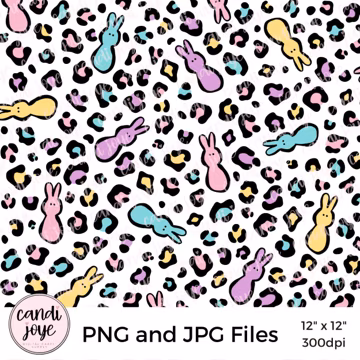 Easter Leopard Print PNG - Pastel Bunny Cheetah Print - Sublimation PNG - Spring Leopard PNG - Shirt Sleeve Pattern - Scrapbooking