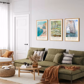 Claude Monet Coastal Prints Set of 3 - Beach House Decor