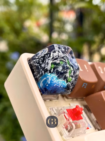 Handcrafted Snow Mountain Artisan Keycap, SA Profile Resin Alpine Landscape (1U) ESC Key, Custom Glacier Cherry MX Gamer Gift for Him