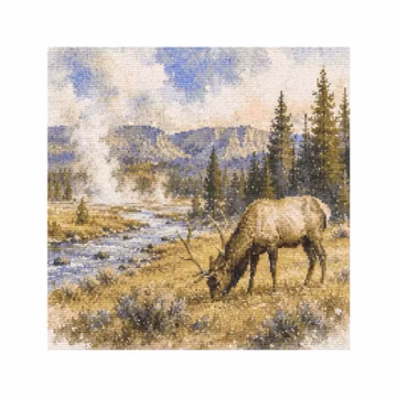 Yellowstone National Park Cross Stitch Pattern PDF, Watercolor National Park Embroidery, Nature Landscape Instant Download