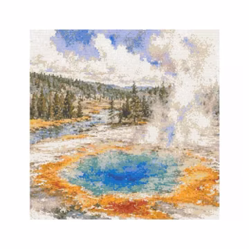 Yellowstone National Park Cross Stitch Pattern PDF, Watercolor National Park Embroidery, Nature Landscape Instant Download