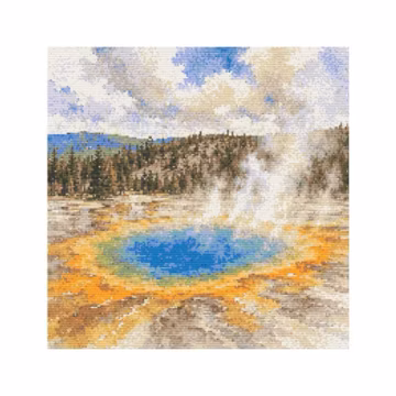 Yellowstone National Park Cross Stitch Pattern PDF, Watercolor National Park Embroidery, Nature Landscape Instant Download